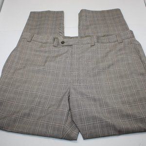 LAUREN Ralph Lauren Green Label Mens 40 x30 Tan Checkered Flat Front Dress Pants